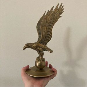 Excellent Vintage Brass Eagle Statue 10.5" Heavy Solid Piece American Freed